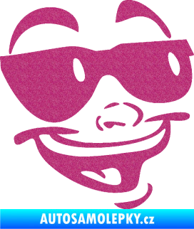 Samolepka Obličej 005 pravá veselý s brýlemi Ultra Metalic růžová