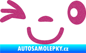 Samolepka Obličej 008 levá mrkající Ultra Metalic růžová