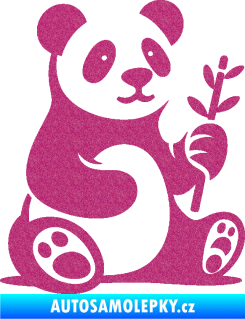 Samolepka Panda 011 pravá s bambusovou větvičkou Ultra Metalic růžová
