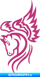 Samolepka Pegas 003 levá okřídlený kůň hlava Ultra Metalic růžová