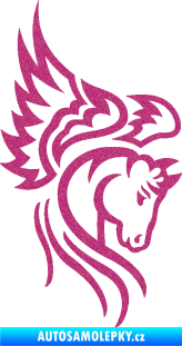 Samolepka Pegas 003 pravá okřídlený kůň hlava Ultra Metalic růžová