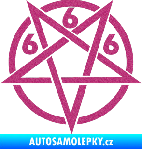 Samolepka Pentagram 666 Ultra Metalic růžová