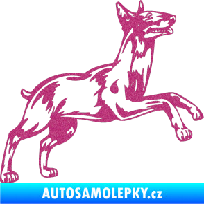 Samolepka Pes 015 pravá Bulteriér Ultra Metalic růžová
