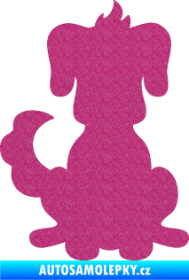 Samolepka Pes 113 levá kreslená silueta Ultra Metalic růžová