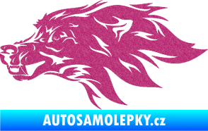 Samolepka Pes 127 levá hlava Ultra Metalic růžová