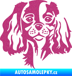 Samolepka Pes 132 levá Cavalier king Charles spaniel Ultra Metalic růžová