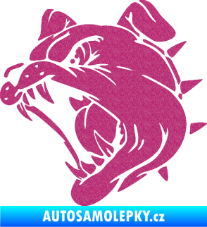 Samolepka Pes 136 levá rozzuřený buldok Ultra Metalic růžová
