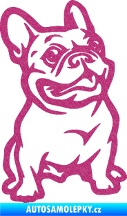 Samolepka Pes 139 pravá francouzský buldoček Ultra Metalic růžová