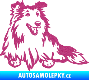 Samolepka Pes 162 pravá sheltie Ultra Metalic růžová