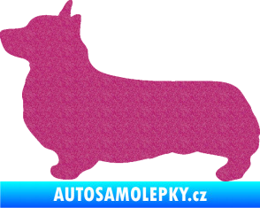 Samolepka Pes 164 levá Welsh Corgi Pembroke Ultra Metalic růžová