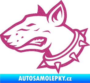 Samolepka Pes 167 levá pitbull Ultra Metalic růžová