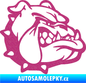 Samolepka Pes 174 pravá rozzuřený buldok Ultra Metalic růžová