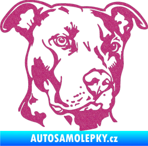 Samolepka Pes 198 pitbull pravá Ultra Metalic růžová