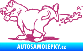 Samolepka Pes čůrá levá Ultra Metalic růžová