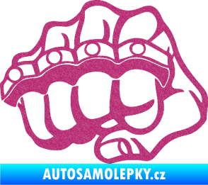 Samolepka Pěst boxer levá Ultra Metalic růžová