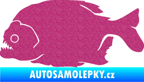 Samolepka Piraňa 001 levá dravá ryba Ultra Metalic růžová