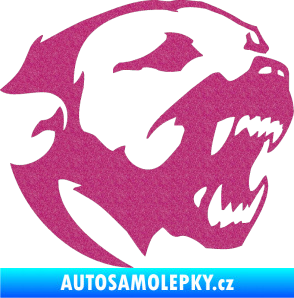 Samolepka Pitbull hlava 001 pravá Ultra Metalic růžová