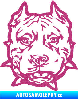 Samolepka Pitbull hlava 003 levá Ultra Metalic růžová