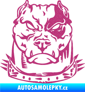 Samolepka Pitbull hlava 005 levá Ultra Metalic růžová