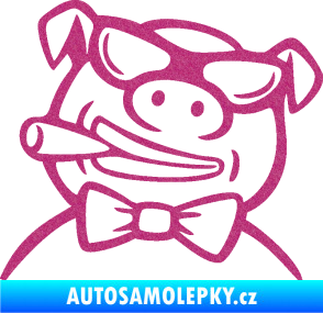 Samolepka Prase 005 levá s doutnikem Ultra Metalic růžová