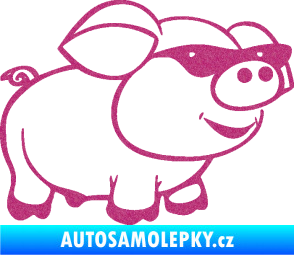 Samolepka Prase 006 pravá frajer v brýlích Ultra Metalic růžová