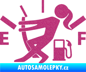 Samolepka Prázdná nádrž 002 palivoměr, varianta s ženou Ultra Metalic růžová