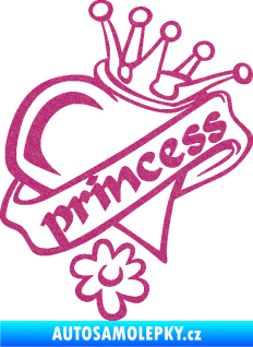 Samolepka Princess nápis v srdíčku Ultra Metalic růžová