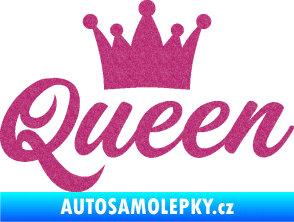 Samolepka Queen nápis s korunou Ultra Metalic růžová