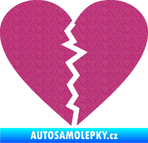Samolepka Rozbité srdce 001  Ultra Metalic růžová