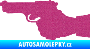 Samolepka Ruka s pistolí 001 levá ruce vzhůru Ultra Metalic růžová