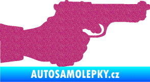 Samolepka Ruka s pistolí 001 pravá ruce vzhůru Ultra Metalic růžová