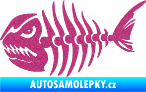 Samolepka Ryba kostra 004 levá Ultra Metalic růžová