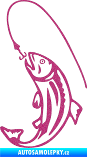 Samolepka Ryba s návnadou 003 levá Ultra Metalic růžová