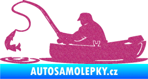 Samolepka Rybář 017 levá rybolov v lodičce Ultra Metalic růžová