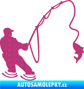 Samolepka Rybář 018 pravá Ultra Metalic růžová