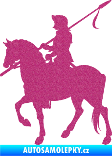 Samolepka Rytíř na koni levá Ultra Metalic růžová