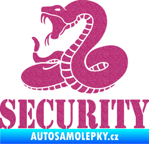 Samolepka Security hlídáno - levá had Ultra Metalic růžová