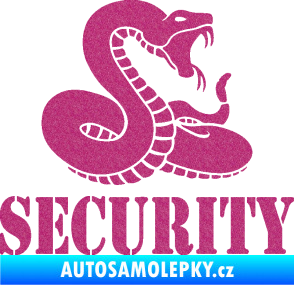 Samolepka Security hlídáno - pravá had Ultra Metalic růžová