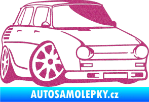 Samolepka Škoda 100 karikatura pravá Ultra Metalic růžová