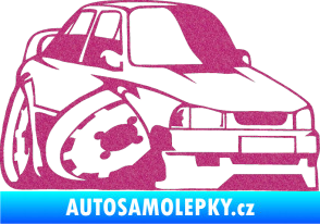Samolepka Škoda 130 karikatura pravá Ultra Metalic růžová