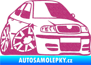 Samolepka Škoda Octavia karikatura pravá Ultra Metalic růžová