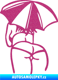 Samolepka Slečna s deštníkem levá Ultra Metalic růžová