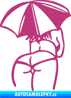 Samolepka Slečna s deštníkem pravá Ultra Metalic růžová