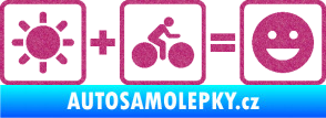 Samolepka Slunce + kolo = veselý smajlík vyjížďka na kole Ultra Metalic růžová