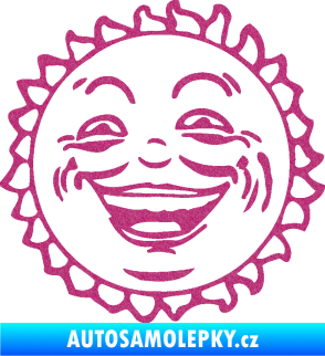 Samolepka Slunce usměvavá tvář Ultra Metalic růžová