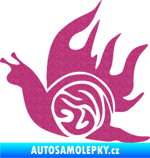 Samolepka Šnek s plameny levá Ultra Metalic růžová