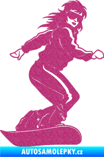 Samolepka Snowboard 036 pravá Ultra Metalic růžová