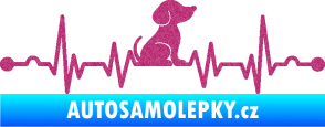 Samolepka Srdeční tep 002 pravá pejsek Ultra Metalic růžová