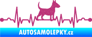 Samolepka Srdeční tep 008 pravá pes bulteriér Ultra Metalic růžová