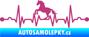 Samolepka Srdeční tep 010 levá  koník Ultra Metalic růžová